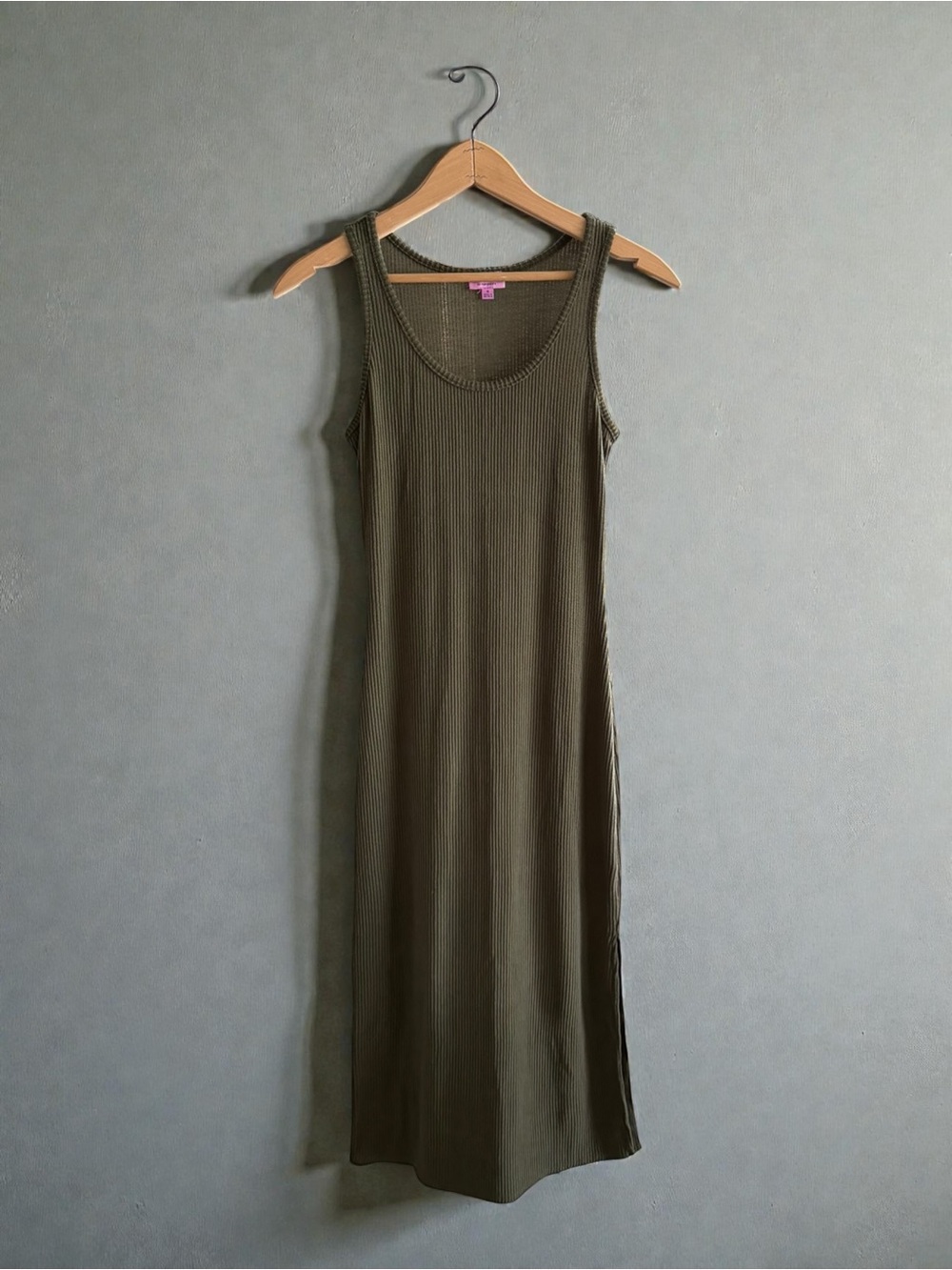 Francesca's Collections Olive Ribbed Tank Maxi Dress